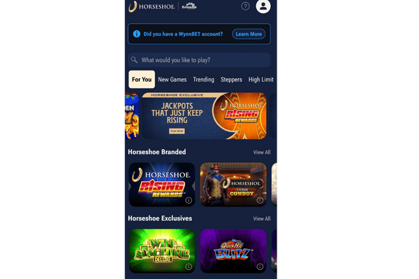 snapshot of horseshoe casino online games